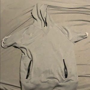 Short Sleeved grey hoodie.